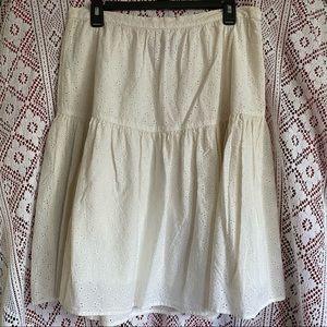Vintage White Floral Midi Skirt Size 8